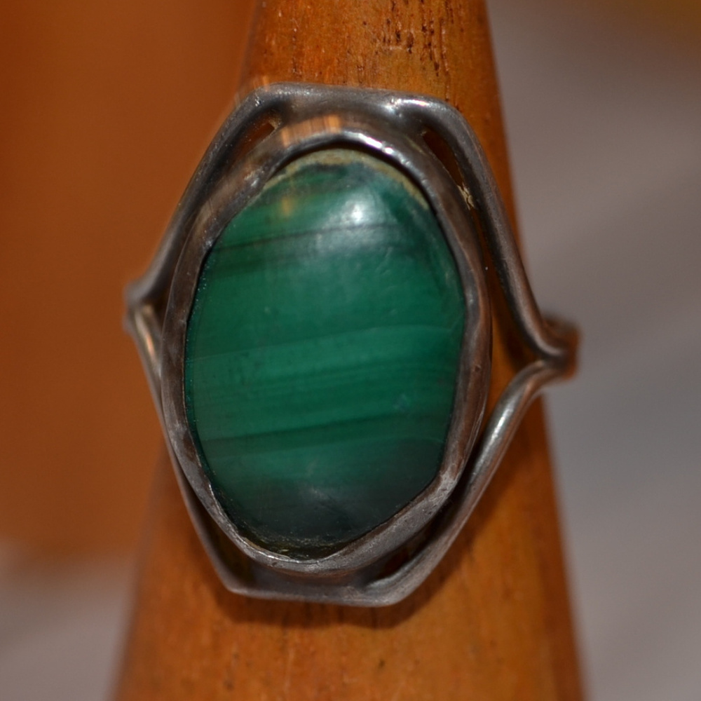 old native american 925 sterling ring malachite